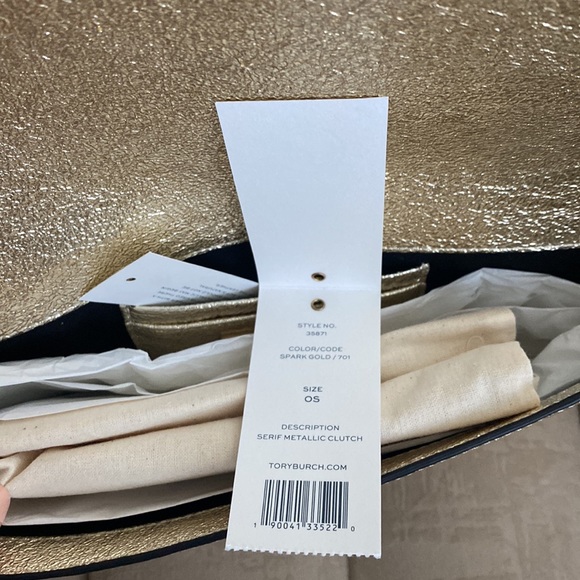 Tory Burch Serif Metallic Clutch - Picture 9 of 10